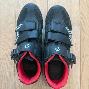 Peloton Black Cycling Shoes with Red Accents